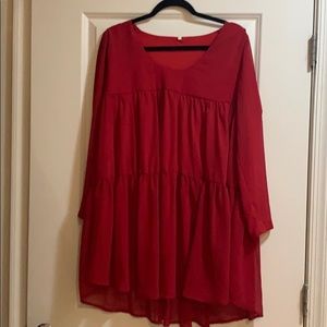 Red flowy mini dress